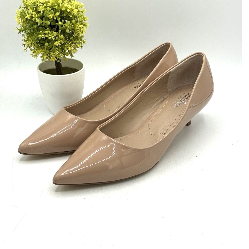 Charles by Charles David Nude Patent Pointed Toe Kitten Heel Pumps Size 7.5